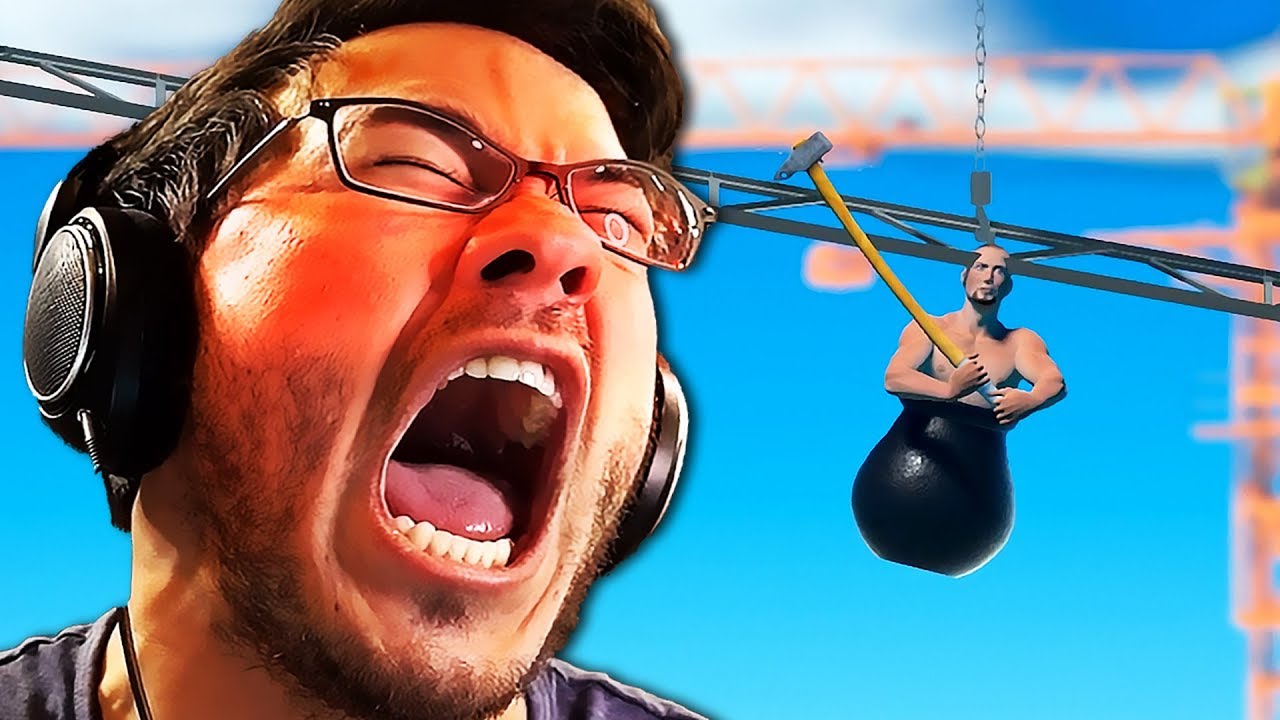 Markiplier raging over "Getting Over It" Frustration game.
