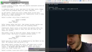 Final Boss editor smiling in a webcam inset beside a manuscript open in a text editor for a Scriptshadow review