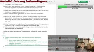 Manuscript shared on screen during a live edit with two editors on webcam and a 'Want edits?' banner